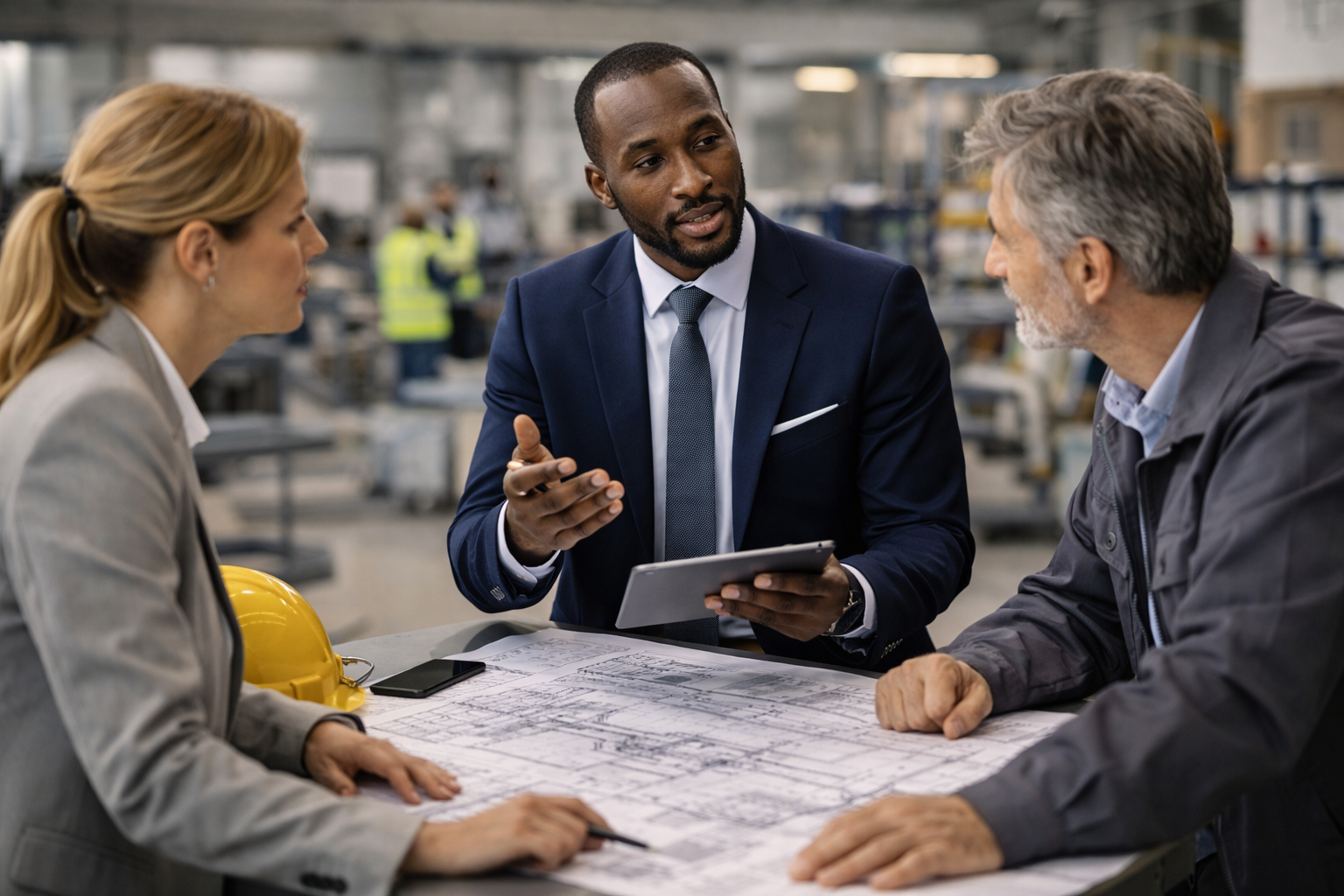 Réunion de travail autour d'une décision financière structurante